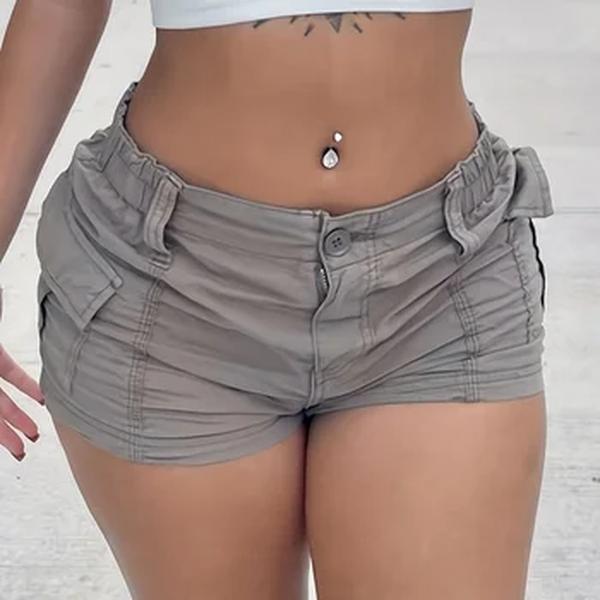 Shorts de bolso casual feminino, macacão sexy