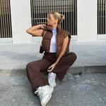 Colete acolchoado sem mangas feminino, jaqueta curta de algodão, gola alta, tops quentes, viagem ao ar livre, outono e inverno