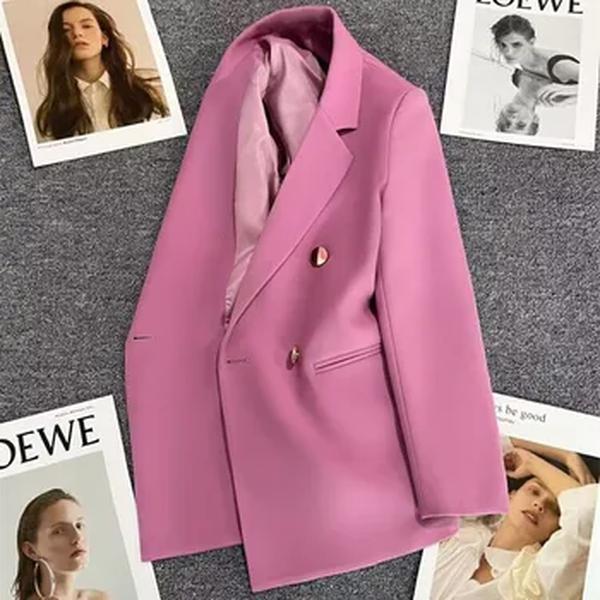 Blazer feminino elegante casual coreano, terno cor sólida, casacos femininos de luxo, emenda roupas de senhora do escritório, primavera, outono, nova moda