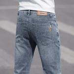 Calça jeans reta clássica masculina, jeans casual de negócios, marca de luxo leve, jeans elástico fino de alta qualidade