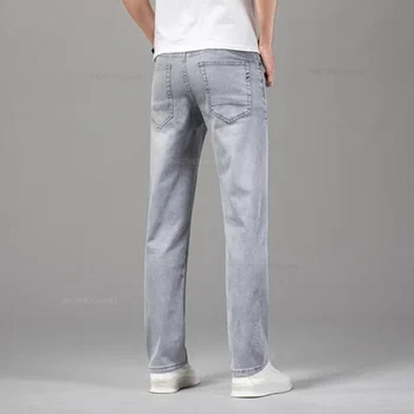 Jeans de algodão elástico fino masculino, calças retas confortáveis para negócios, roupas casuais masculinas, calças de marca de moda verão