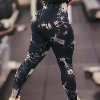 Leggings push-up sem costura para mulheres, cintura alta, calças booty, arranhão, esportes fitness, treino, ioga, Tiedye, navio da gota