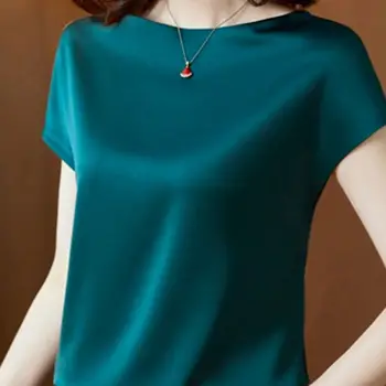 ZANZEA-Blusa cetim de manga curta feminina, camisa elegante, camisa de trabalho OL, túnica de festa feminina, moda verão, 2024