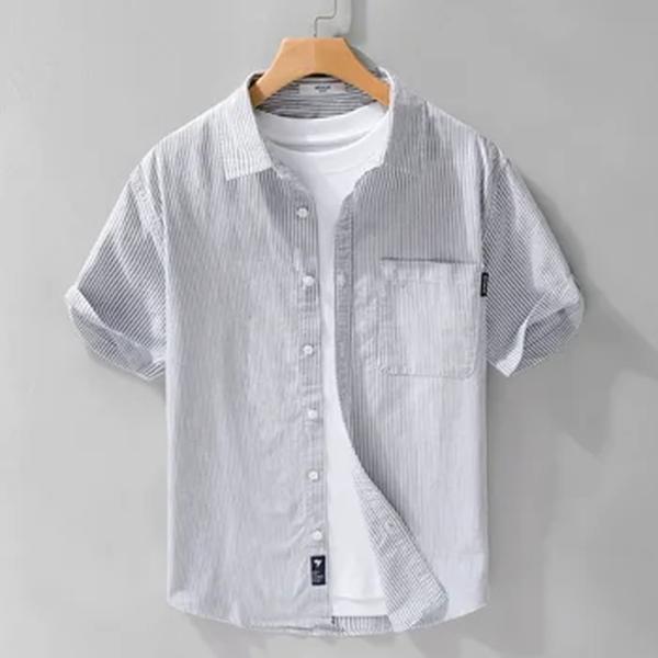 Camiseta de manga curta masculina, camisa listra, roupa popular coreana, camisas e blusas elegantes masculinas, tiki, camiseta havaiana, luxo, verão