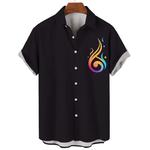 Camisa havaiana de gola grande masculina, blusas de rock and roll, tops estampados de guitarra musical, moda casual, verão