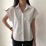 Blusa de manga curta feminina, lapelas simples, camisa versátil, moda casual verão, cor sólida, camisa versátil