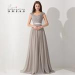 BABYONLINE vestido de robe de soirée A Linha Vestidos Dama de honra para Contas de Pérolas Festa de Casamento Chiffon Longo Illusion Voltar Vestidos שמלות שושבינה