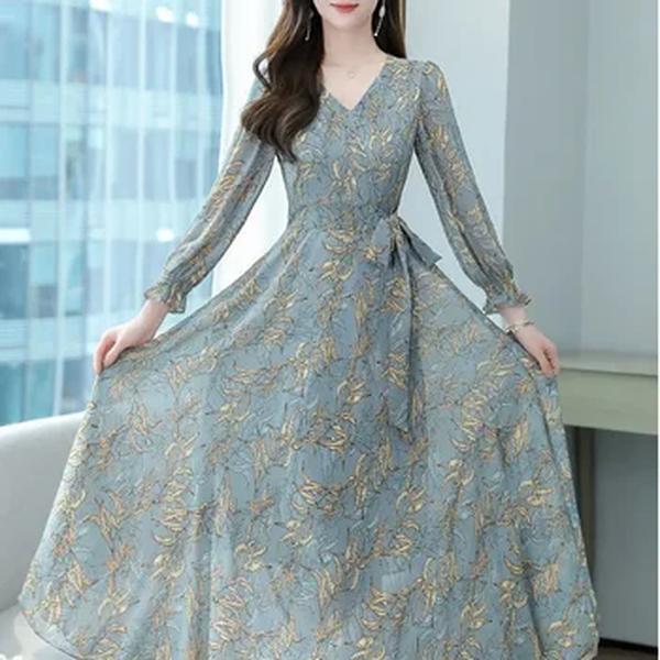 Vestido grande de emagrecimento feminino, comprimento médio, cintura, mães de meia-idade, vestido longo, além da fronteira, outono, novo, 2021