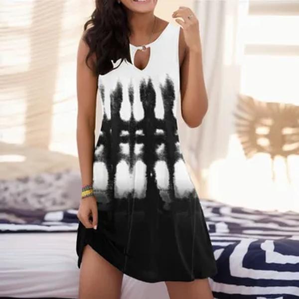 Vestido estampado floral feminino, vestido de praia solto, vestidos de festa sem mangas, roupa elegante, moda verão, pintura boêmia