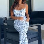 Hugcitar Mulheres Elegante Floral Beach Vacation Bodycon Streetwear Vestido Longo 2023 Roupas de Verão Itens Por Atacado Para Negócios