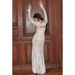 Ivory Lace Prom Dress Set, Longo Robe Formal, Sexy, Festa de rap, Vestidos de noite, Roupa de mangas completas, Amarre as costas, 2 pcs