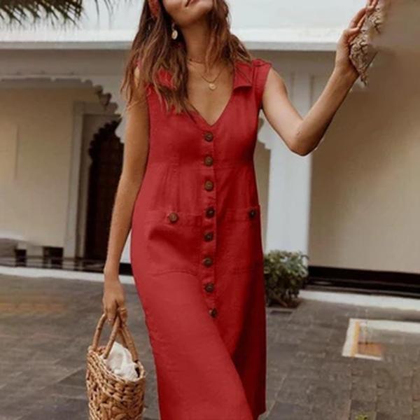 Vestido feminino de linho de algodão, vestido de verão solto casual, vestido maxi feminino de férias, vestido de verão, M XL, 2024