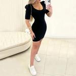 Vestido preto justo bodycon feminino, cintura de quadril, mini saia curta sexy, moda coreana, roupeiro casual, roupa de verão, XXL M, 2024