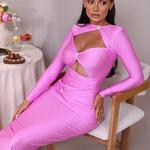 Mozision-Vestido Maxi de manga comprida oco feminino, monocromático, slim fit, cortado, elegante, sexy, clube, festa, novo