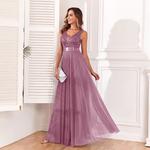 Vestidos de dama de honra sexy para mulheres, decote em v, bordado, vestido de festa longo, elegante vestido formal