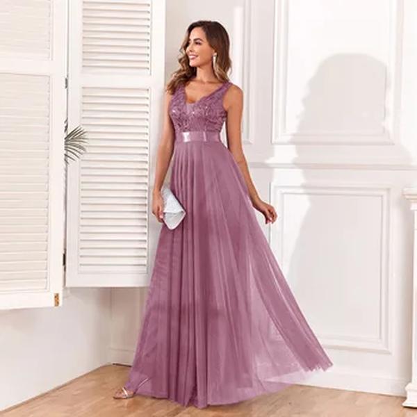 Vestidos de dama de honra sexy para mulheres, decote em v, bordado, vestido de festa longo, elegante vestido formal