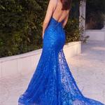 Sereia vestidos com alças de espaguete, decote em v, apliques de renda, espartilho sem mangas, vestido de baile, sem costas, baile formal