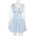 Vestido de flor em V profundo e fragmentado, saia curta justa, estilo celebridade, elegante, verão, novo, 2024, JY24140PFO