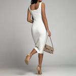 Vestidos bodycon sexy de verão feminino, Vestido de verão, Preto, Branco, Com nervuras, Tricotado, Envoltório curto, Festa, Vestido feminino Midi, Verão, 2023