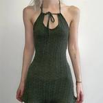 Vestido sem mangas sem encosto oco, vestido curto de malha, bandagem sexy, elegante, textura vintage, vestidos de festa