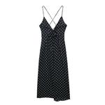 Vestido sexy sem costas feminino, vestido midi para senhoras, elegante e chique, bolinhas, moda de verão, novo, 2024