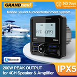 GRANDnavi-Marine Stereo Radio, Bluetooth FM, AM, Mídia digital, Leitor de áudio, Impermeável para iate, ATV, UTV, Carrinho de golfe, Motocicleta