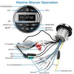 GRANDnavi-Marine Stereo Boat Radio, Impermeável, Bluetooth, FM, AM, Mídia digital, Leitor de áudio para bitola de iate, ATV, UTV, Carrinho, Motocicleta