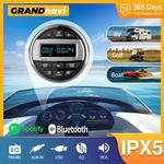 GRANDnavi-Marine Stereo Boat Radio, Impermeável, Bluetooth, FM, AM, Mídia digital, Leitor de áudio para bitola de iate, ATV, UTV, Carrinho, Motocicleta