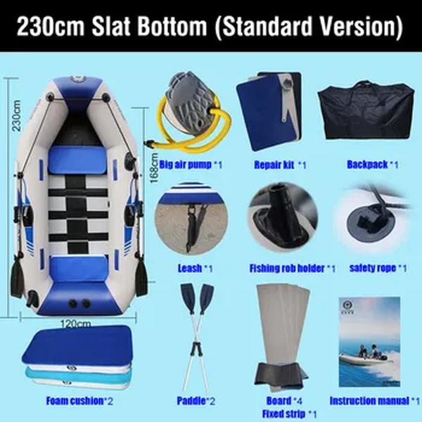 Solarmarine B230-1 barcos infláveis para remo, 3 pessoas, 2.3m de comprimento, pesca profissional, caiaque inflável, acessórios de piso de madeira
