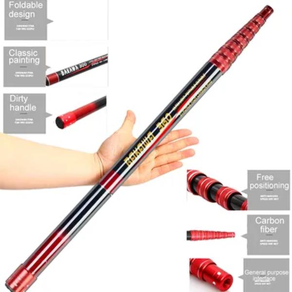 JOSBY-Rede de pesca telescópica dobrável, poste de pouso, carpa leve, fibra de carbono, mergulho com mão marítima dobrável, 3m, 4m, 2,1 m