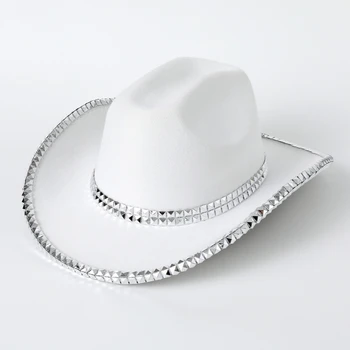 Chapéu alto jazz de lã masculino e feminino, espetáculo de palco, festa, chapéu de palha de cowboy ocidental, estilo britânico, 4 estações, 1pc