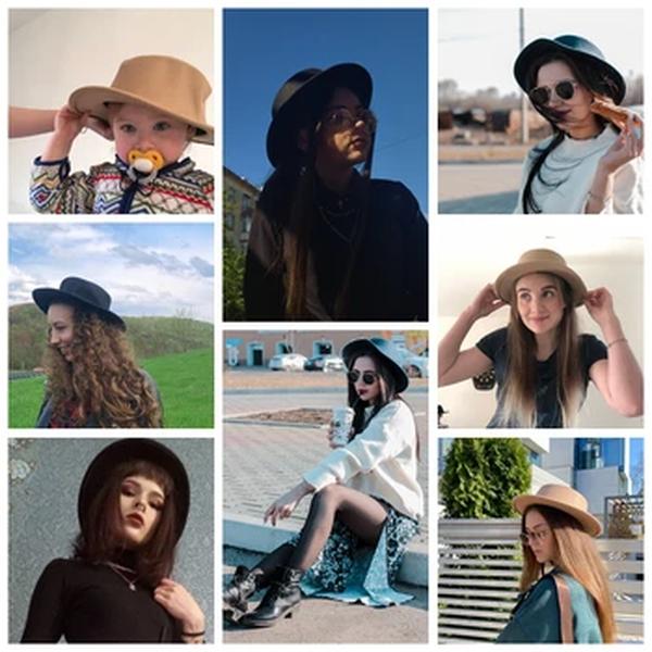 Mulheres Imitação de Lã Fedoras Flat Top, Boné de Jazz, Elegante, Inglesa, Aba Larga, Bonés Femininos, Chapéus-coco, Monocromático