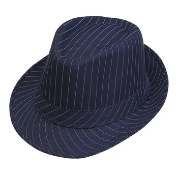 Chapéu casual coreano feminino, chapéu alto retrô britânico, chapéu de jazz listrado, chapéu de palco feminino, verão