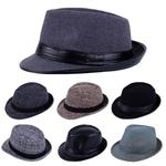 Fedoras monocromáticas para homens, chapéu de jazz superior para adulto, chapéu-coco, versão clássica, inverno