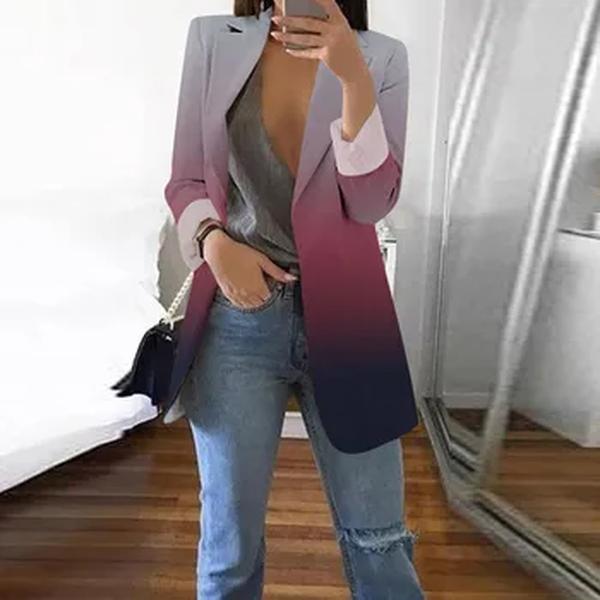 Fato feminino de peito único, manga comprida, casaco temperamento, terno monocromático, blazers de gola, novo, outono, 2022