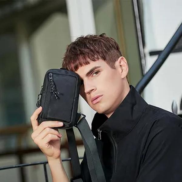 Mini bolsa de peito masculina esportiva crossbody, bolsa transversal simples, bolsa de ombro diagonal, tendência de rua japonesa, marca da moda