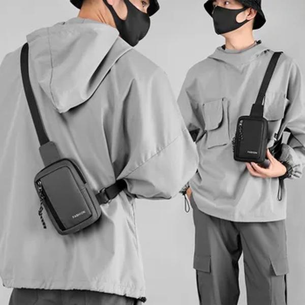 Mala de peito Oxford masculina, mini bolsa tiracolo masculina, bolsa de ombro pequena, mochila diagonal pequena, pacote de cintura para telefone mensageiro, casual