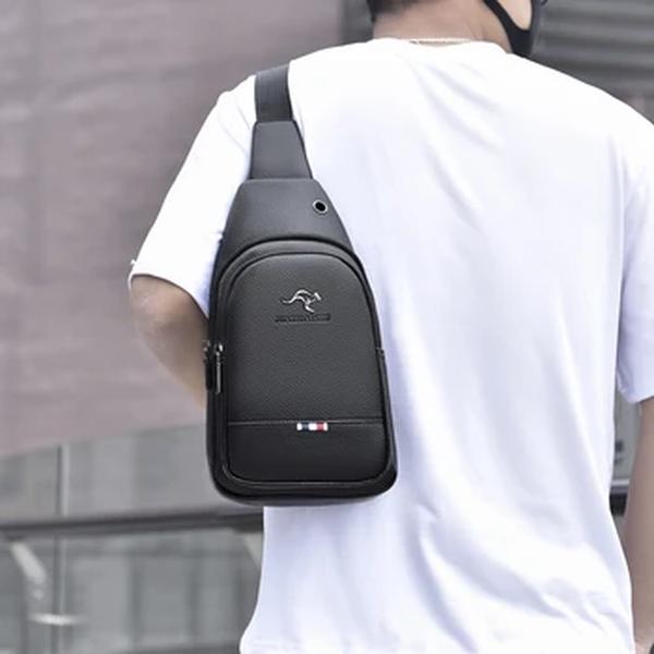 Bolsa de peito para homens, bolsa de couro PU, bolsa de ombro vintage, durável, lazer, design de luxo