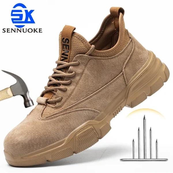 Sapatos de segurança masculinos de aço Toe, proteção leve para os pés, tênis para trabalho, frete grátis