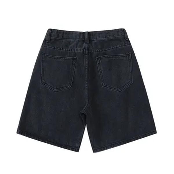 Shorts jeans de cintura alta feminino, moda feminina de rua, jeans de perna larga, botão, solto, plus size, moda feminina, verão, 2022