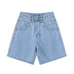 Shorts jeans de cintura alta feminino, moda feminina de rua, jeans de perna larga, botão, solto, plus size, moda feminina, verão, 2022