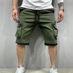 Calça de moletom solta masculina, calças curtas de corrida, streetwear esportivo de vários bolsos, novidade para verão, 2022