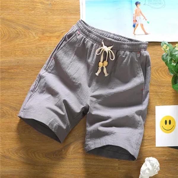 Calça curta de algodão de linho com cordão masculina, fina, respirável, monocromática, branca, solta, casual, esportiva, quente, tamanho positivo, verão, 5XL