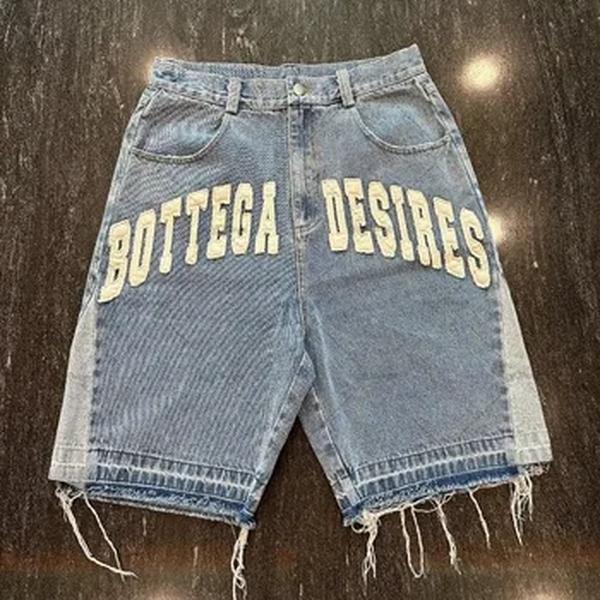 Shorts jeans retrô American Street Harajuku para homens e mulheres, carta bordada, jeans de grandes dimensões, casual solto, versátil, Y2K