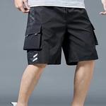 Calção casual masculino de carga, estilo fino, tubo reto solto, grande, legal, calça de verão, esportiva, roupa exterior, marca de moda