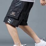 Calção casual masculino de carga, estilo fino, tubo reto solto, grande, legal, calça de verão, esportiva, roupa exterior, marca de moda