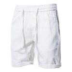 Shorts de algodão misturado de linho masculino, monocromático, confortável, respirável, calça esportiva, roupa casual, verão