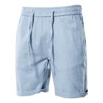 Shorts de algodão misturado de linho masculino, monocromático, confortável, respirável, calça esportiva, roupa casual, verão