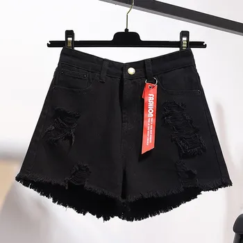 Shorts jeans de cintura alta feminino, calça curta solta, jeans largo, combina tudo, sexy, estilo coreano, monocromático, moda verão