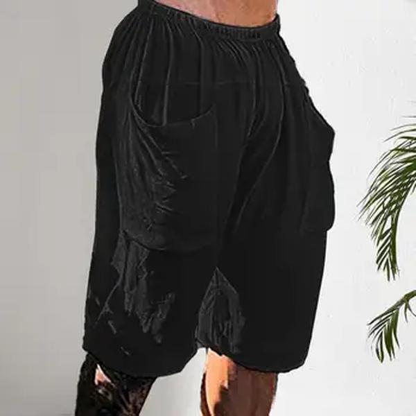 Shorts de carga sólida solto masculino, shorts de praia de algodão de linho, moletom selvagem, moda verão, novo